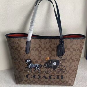 Coach Brown Tote with Black Accents